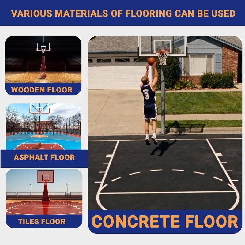 LndscLaser Reusable Basketball Court Stencil Kit for Concrete, Basketball Court Marking Kit, Plastic Material, Sun-Resistant NOT Paper Board, Durable,Can be Used More Than 20 Times. (Free Throw Line) - Image 2
